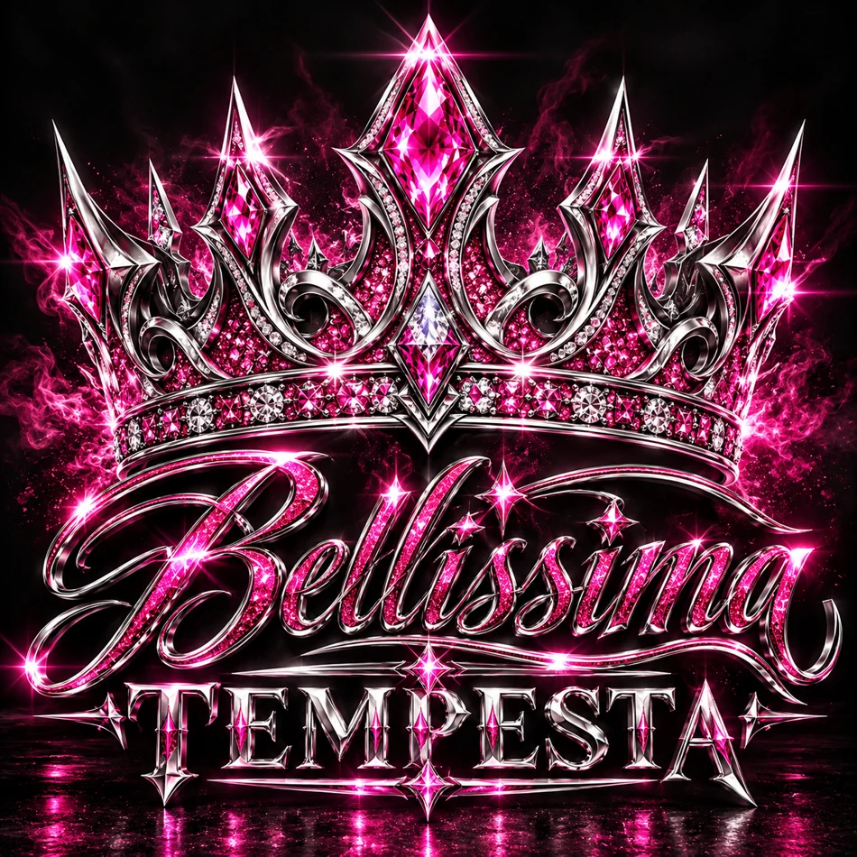 Bellissima Tempesta signature pink glitter crown